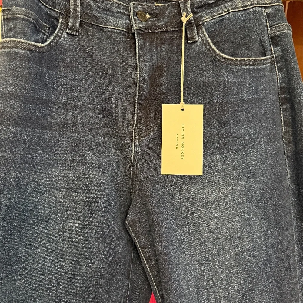 FLYING MONKEY High Rise Full Length Mini Flare Jeans NEW WITH TAGS SIZE 31/13 - Picture 2 of 7